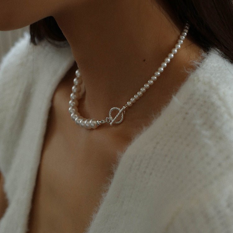 Elegant Swarovski Pearl Gradient Collarbone Necklace - floysun