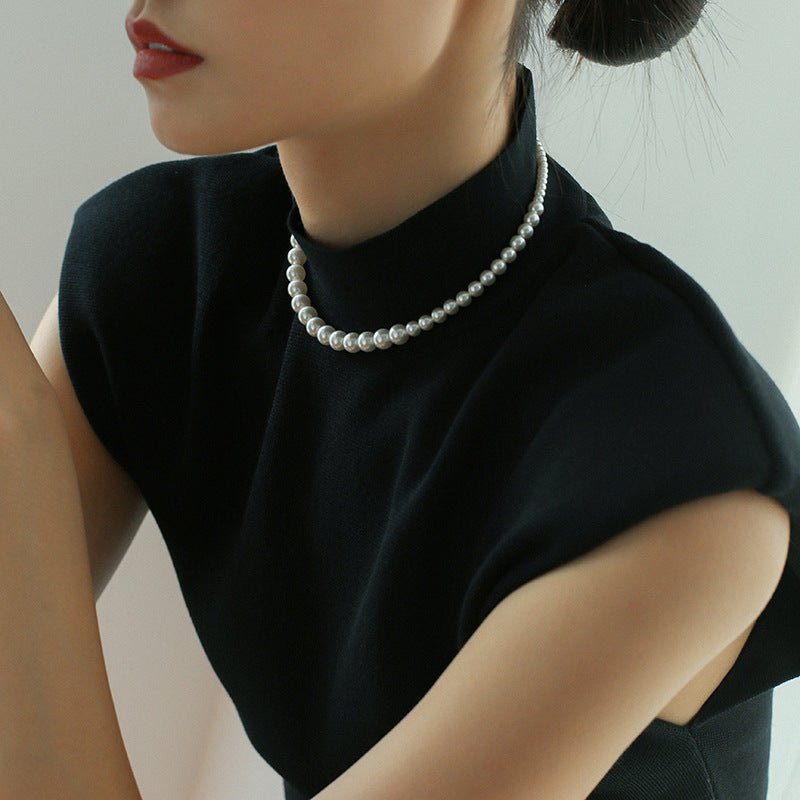 Elegant Swarovski Pearl Gradient Collarbone Necklace - floysun