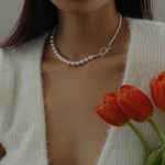 Elegant Swarovski Pearl Gradient Collarbone Necklace - floysun