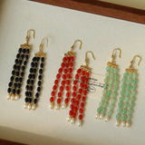 Elegant Tassel Agate Beaded Earrings - floysun