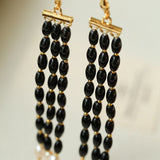 Elegant Tassel Agate Beaded Earrings - floysun
