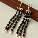 Elegant Tassel Agate Beaded Earrings - floysun