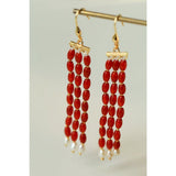 Elegant Tassel Agate Beaded Earrings - floysun