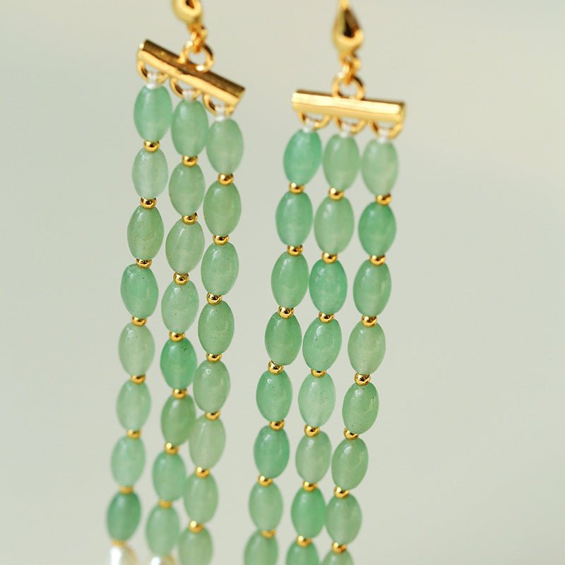 Elegant Tassel Agate Beaded Earrings - floysun