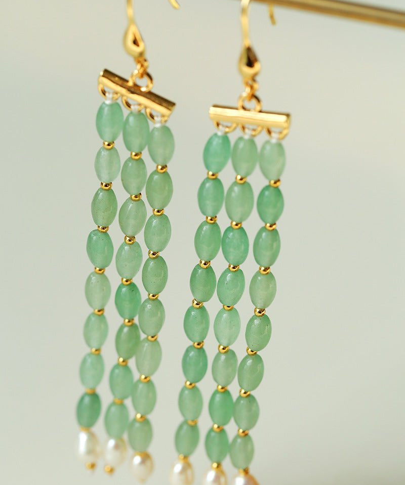 Elegant Tassel Agate Beaded Earrings - floysun