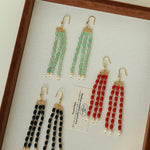 Elegant Tassel Agate Beaded Earrings - floysun