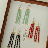 Elegant Tassel Agate Beaded Earrings - floysun
