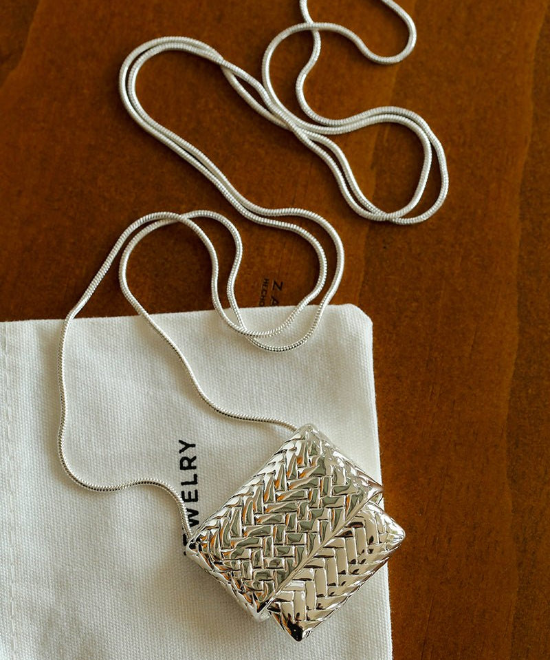 Elegant Water Bottle Vintage Woven Bag Long Necklace - floysun