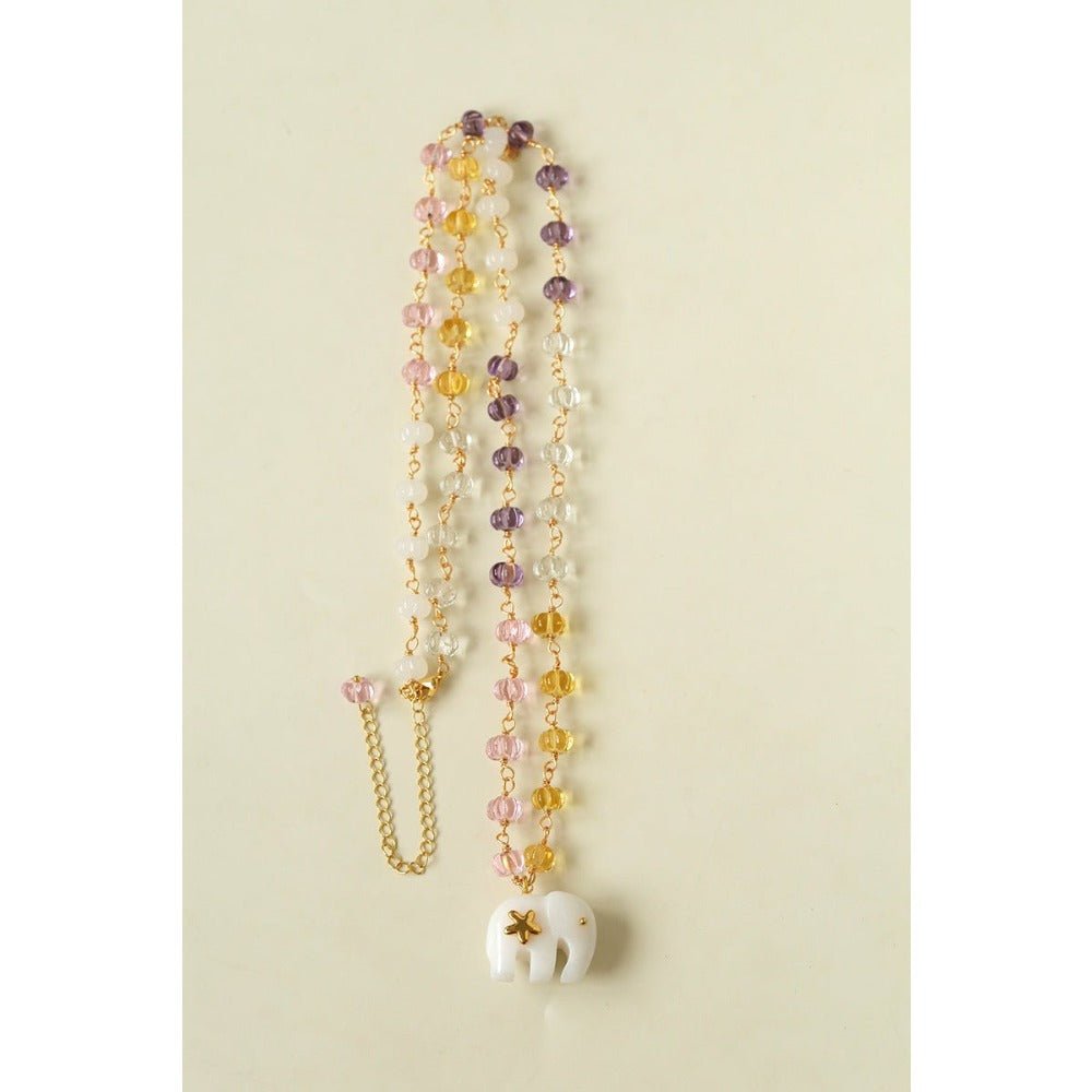 Elephant Jade & Glass Bead Necklace - floysun