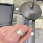 Embossed Feather Wide Band Ring - floysun