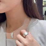 Embossed Feather Wide Band Ring - floysun