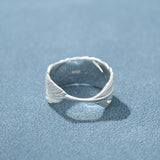 Embossed Feather Wide Band Ring - floysun