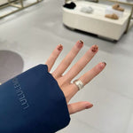 Embossed Feather Wide Band Ring - floysun