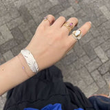 Embossed Feather Wide Open Bracelet - floysun