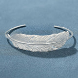 Embossed Feather Wide Open Bracelet - floysun
