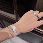Embossed Feather Wide Open Bracelet - floysun