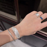 Embossed Feather Wide Open Bracelet - floysun