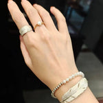 Embossed Feather Wide Open Bracelet - floysun