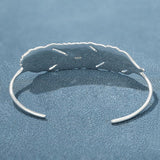 Embossed Feather Wide Open Bracelet - floysun