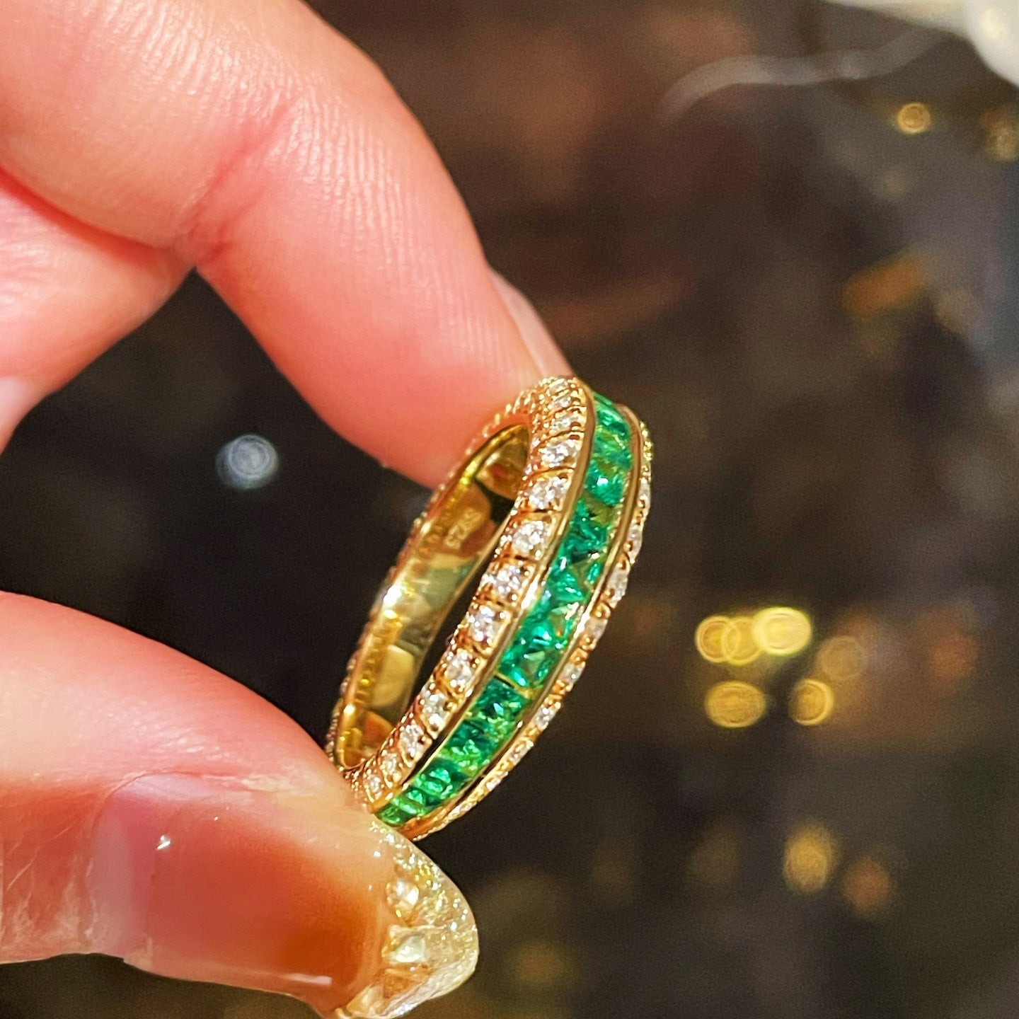 Emerald Dual - Faced Full Diamond Ring - floysun