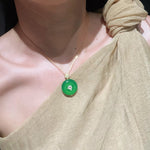 Emerald Harmony Jade Chalcedony Double - Sided Filigree Pendant Necklace - floysun