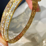Emerald Ice Sugar Diamond - Cut Wide Bangle - floysun