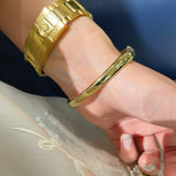 Emerald Ice Sugar Diamond - Cut Wide Bangle - floysun