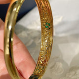 Emerald Ice Sugar Diamond - Cut Wide Bangle - floysun
