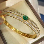 Emerald Ice Sugar Diamond - Cut Wide Bangle - floysun