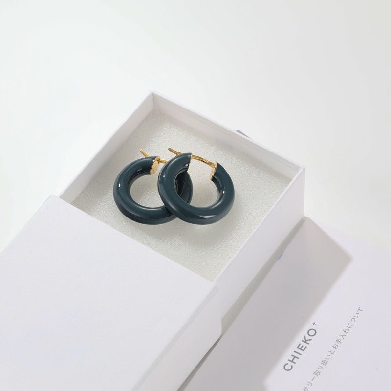 Enamel Glazed Hoops Earrings - floysun