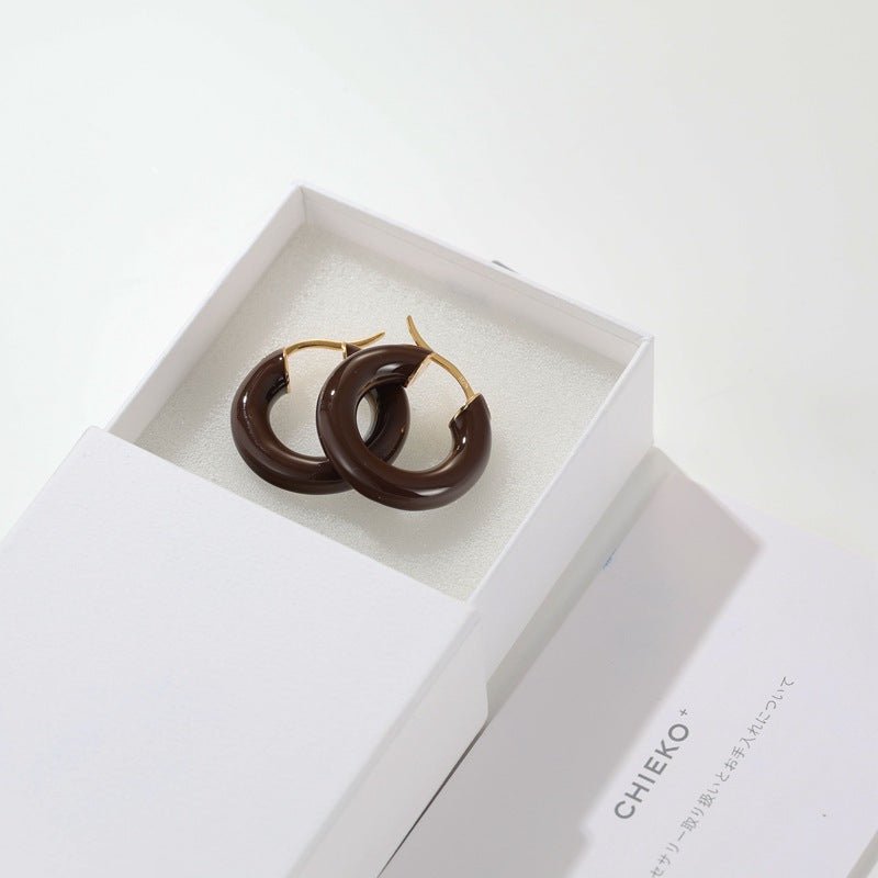 Enamel Glazed Hoops Earrings - floysun