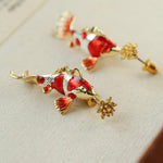 Enamel Koi Fish Pendant Earrings - floysun