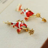 Enamel Koi Fish Pendant Earrings - floysun