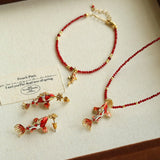 Enamel Koi Fish Pendant Earrings - floysun