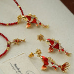Enamel Koi Fish Pendant Earrings - floysun