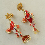 Enamel Koi Fish Pendant Earrings - floysun