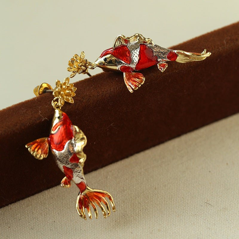 Enamel Koi Fish Pendant Earrings - floysun