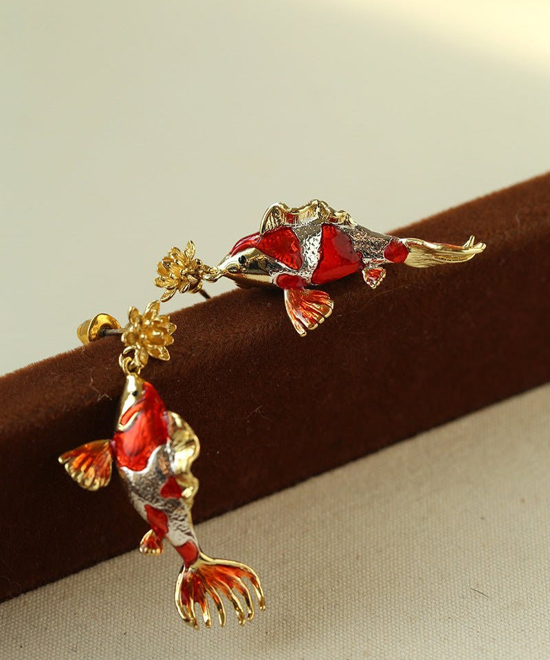 Enamel Koi Fish Pendant Earrings - floysun