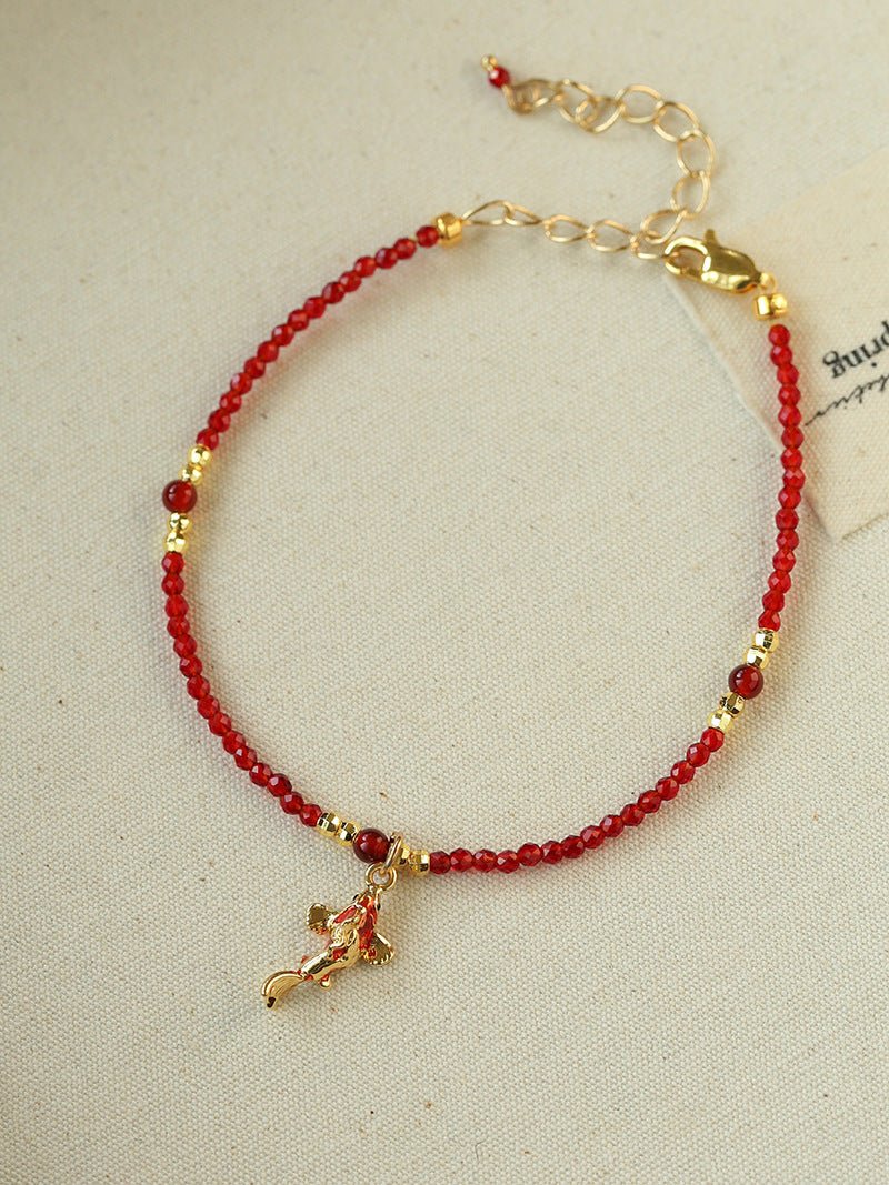 Enamel Koi Fish Red Spinel Bracelet - floysun