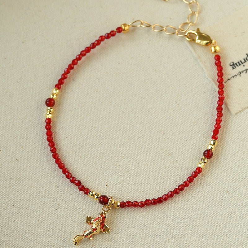 Enamel Koi Fish Red Spinel Bracelet - floysun