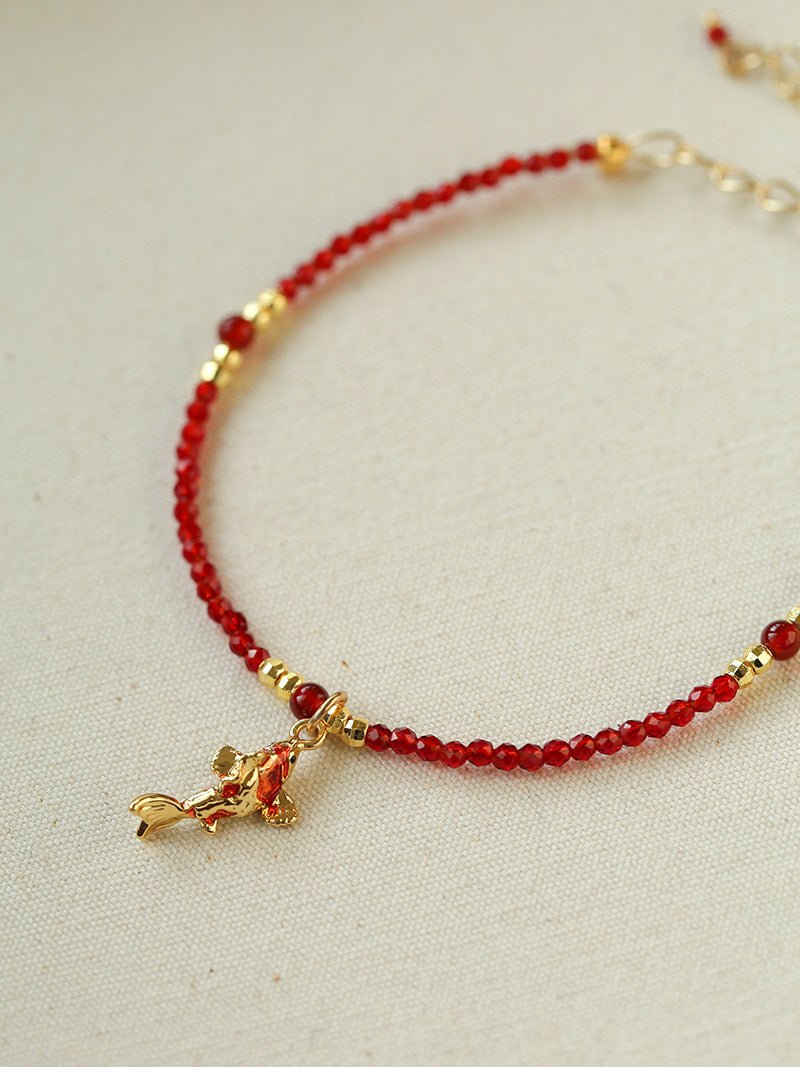 Enamel Koi Fish Red Spinel Bracelet - floysun