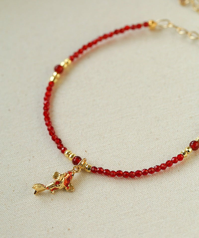 Enamel Koi Fish Red Spinel Bracelet - floysun