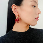 Enamel Red Horse Hoop Earrings – Symbol of Success - floysun