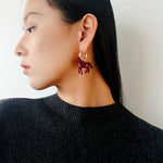 Enamel Red Horse Hoop Earrings – Symbol of Success - floysun