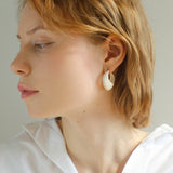 Enamel Twisted Geometric Hoop Earrings-White - floysun