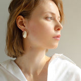 Enamel Twisted Geometric Hoop Earrings-White - floysun