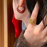 Enamel Twisted Geometric Hoop Earrings - floysun