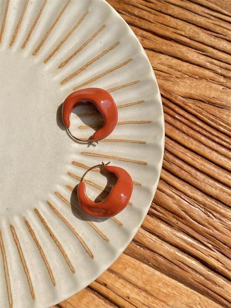 Enamel Twisted Geometric Hoop Earrings - floysun