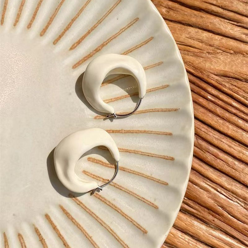 Enamel Twisted Geometric Hoop Earrings - floysun