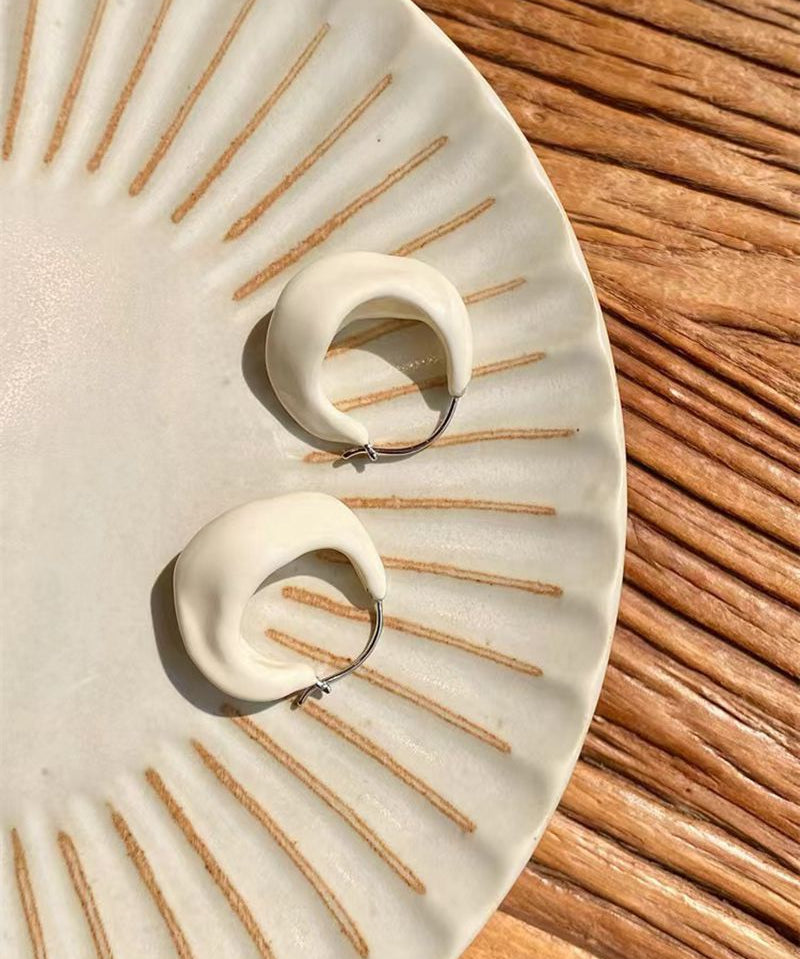 Enamel Twisted Geometric Hoop Earrings - floysun